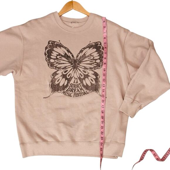 Hollister Butterfly Sweatshirt Dusty Rose Women's Size Medium - Picture 3 of 8